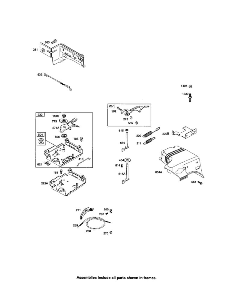Control Bracket And Cover Diagram and Parts List for 210300 0035-1142 Briggs and Stratton Engine